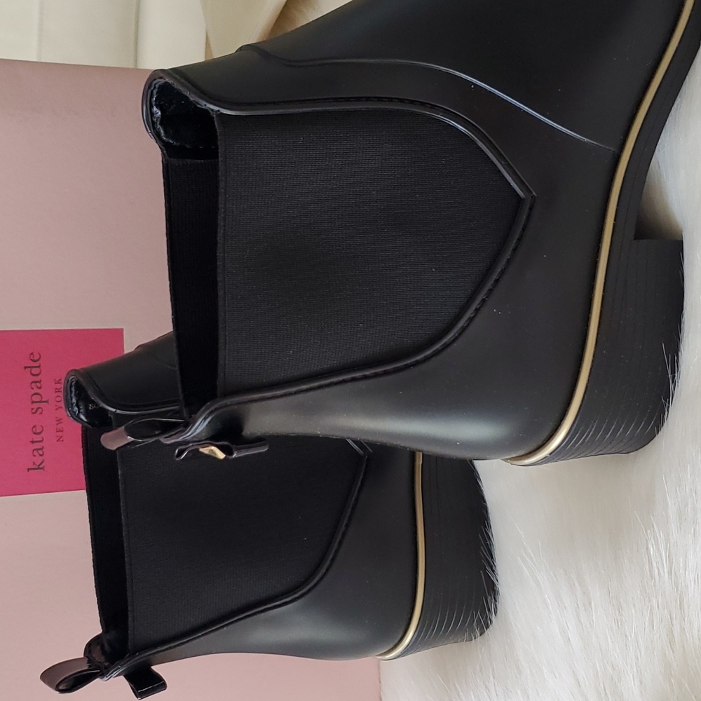 Katespade Carry Over Rainbootie Star Black Size 8B - Picture 5 of 9